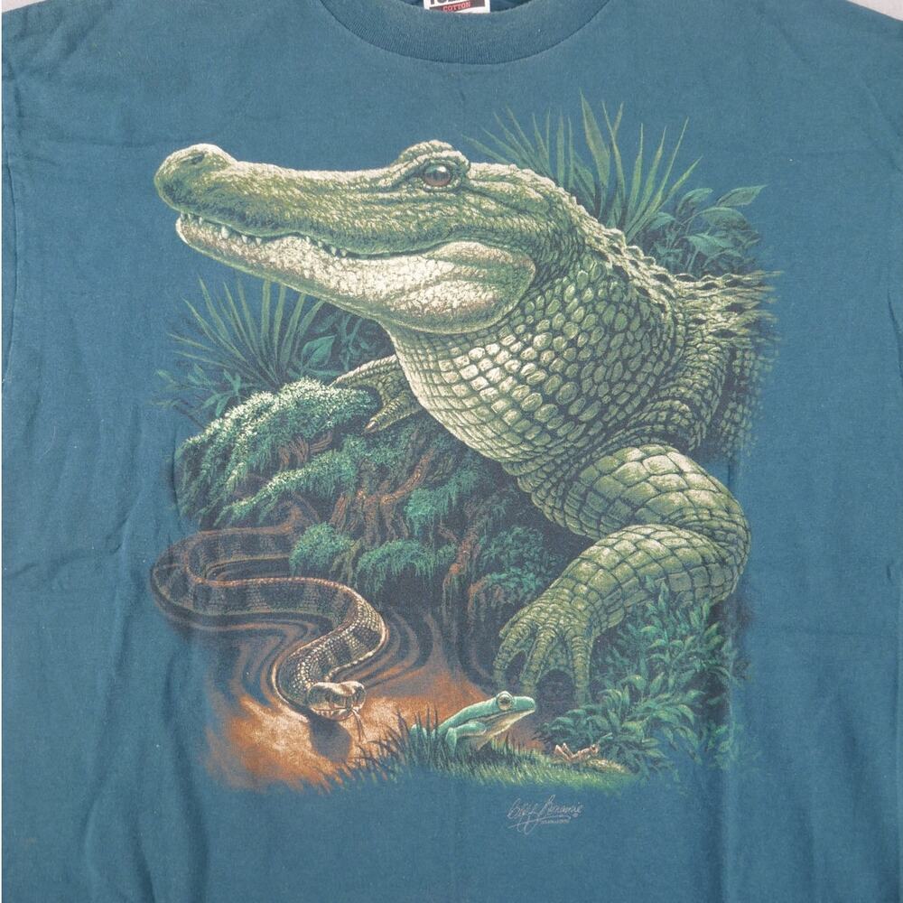 Vintage Y2K Tultex Alligator & Python Indian Reservation Graphic Mens Size XL - Picture 2 of 10